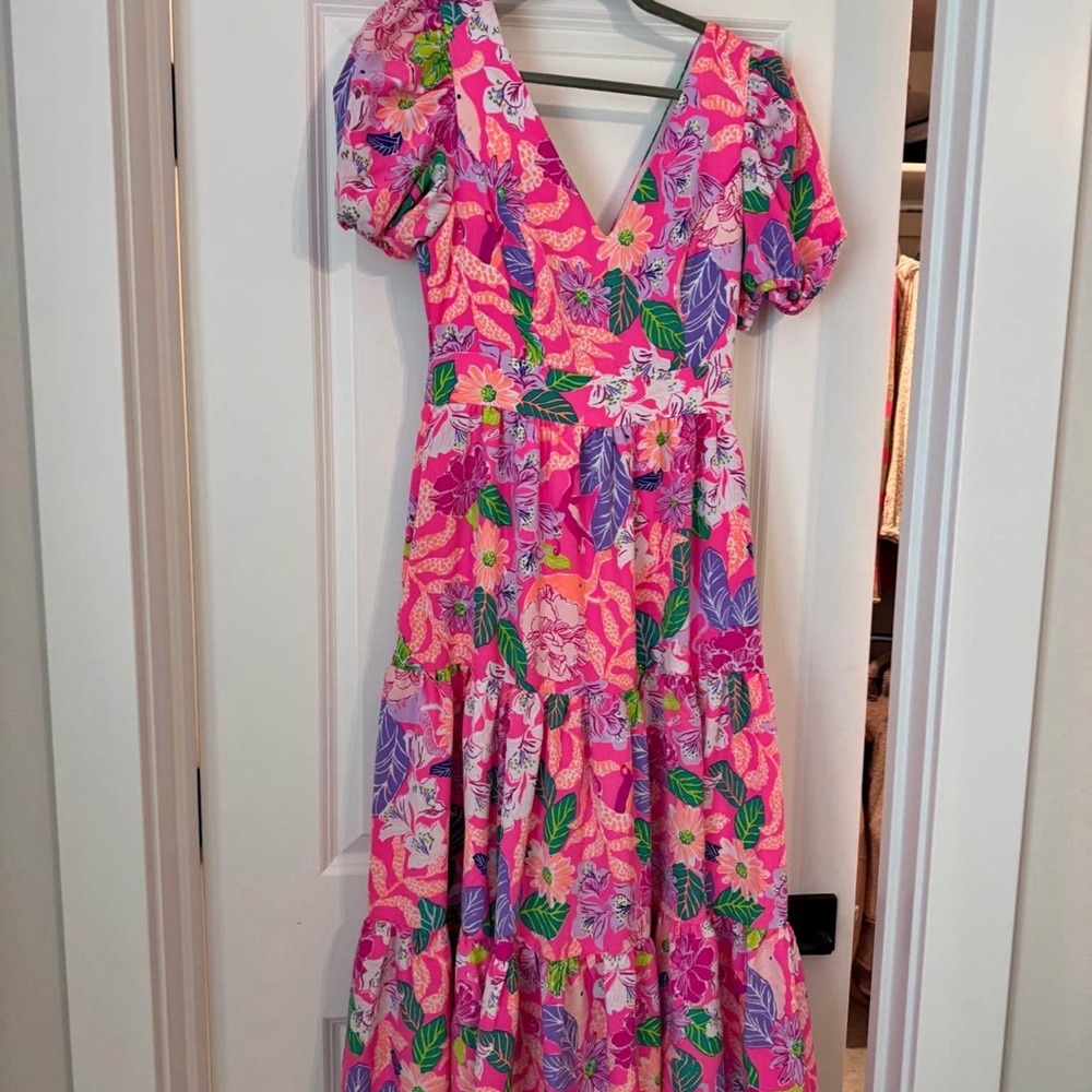 Lilly Pulitzer Pink Floral Midi Dress
